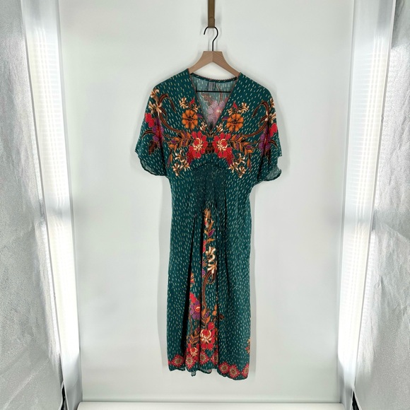Bl^nk London x Anthropologie The Tatiana Kaftan Boho Blue Red One Size Blank - Picture 3 of 11